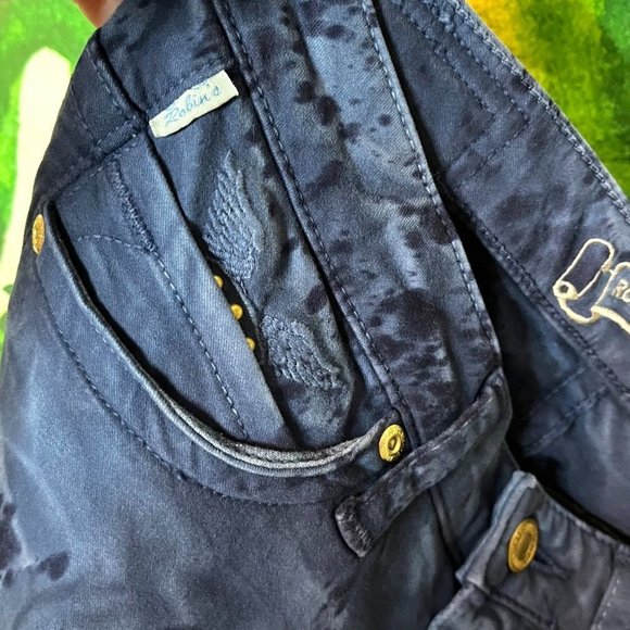 GUC Robin's Jeans Size 24 Dark Blue Tie Dye Slim Skinny Embroidered Luxury Jeans - Picture 7 of 11